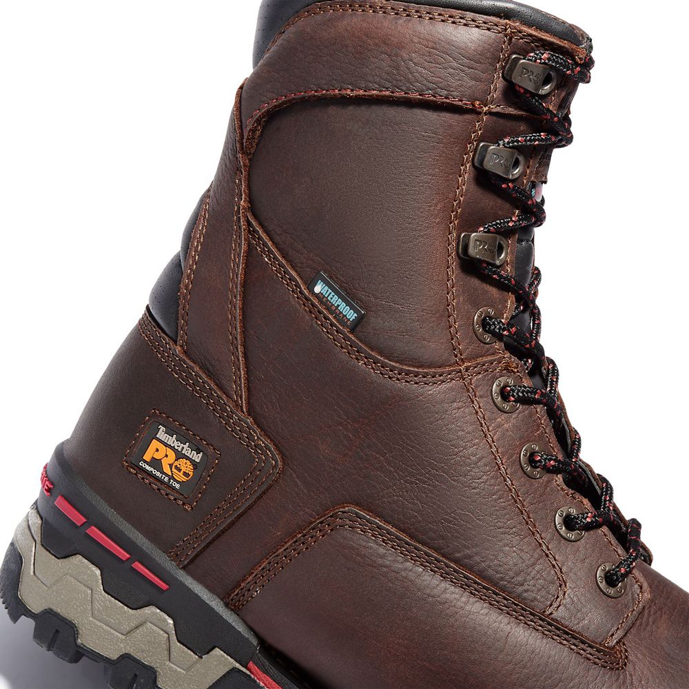 Timberland Μποτακια Εργασίας Ανδρικα Καφε - Pro® Boondock 8\" Comp Toe - Greece 0536129-QP